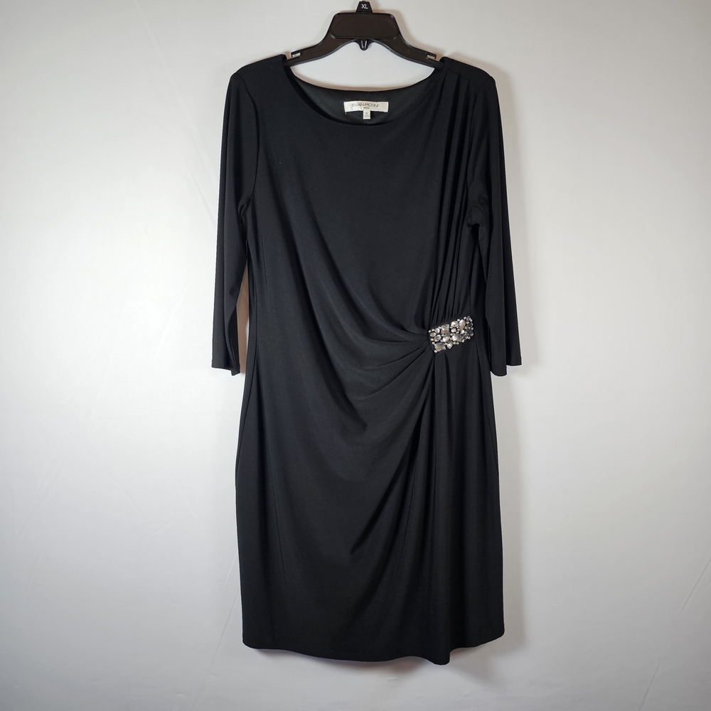Evan Picone Black Dress with Silver Embellishment